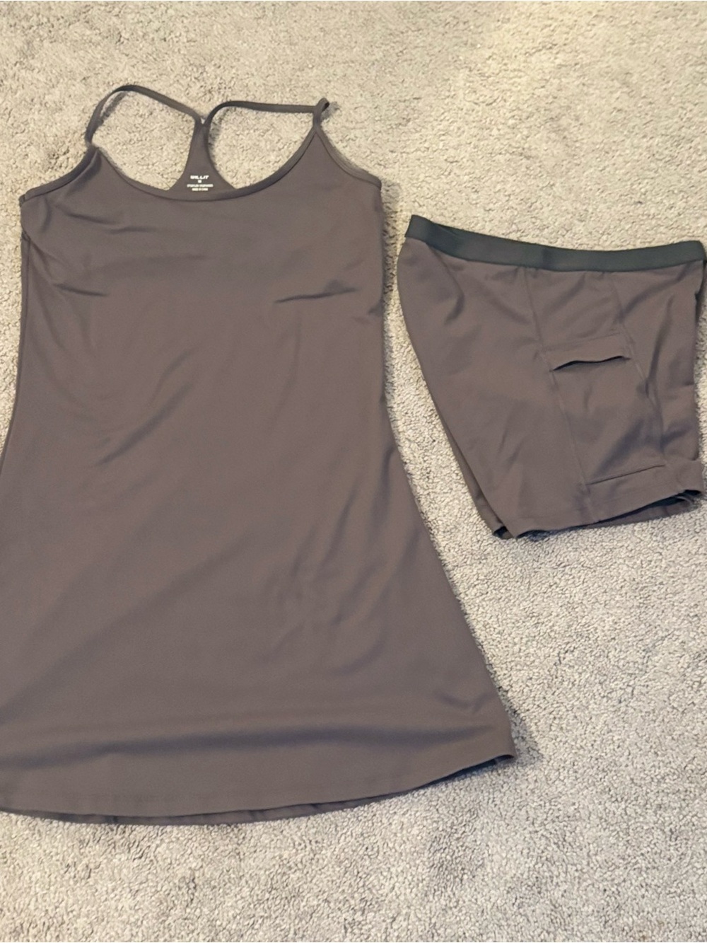Women’s Racerback Athletic Dress & Short Set - Gray